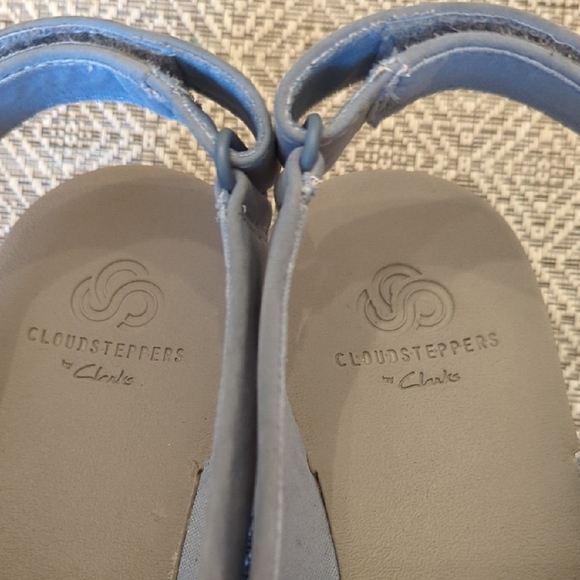Cloudsteppers by Clarks Light Blue Suede Wedge Sandals - Picture 3 of 12